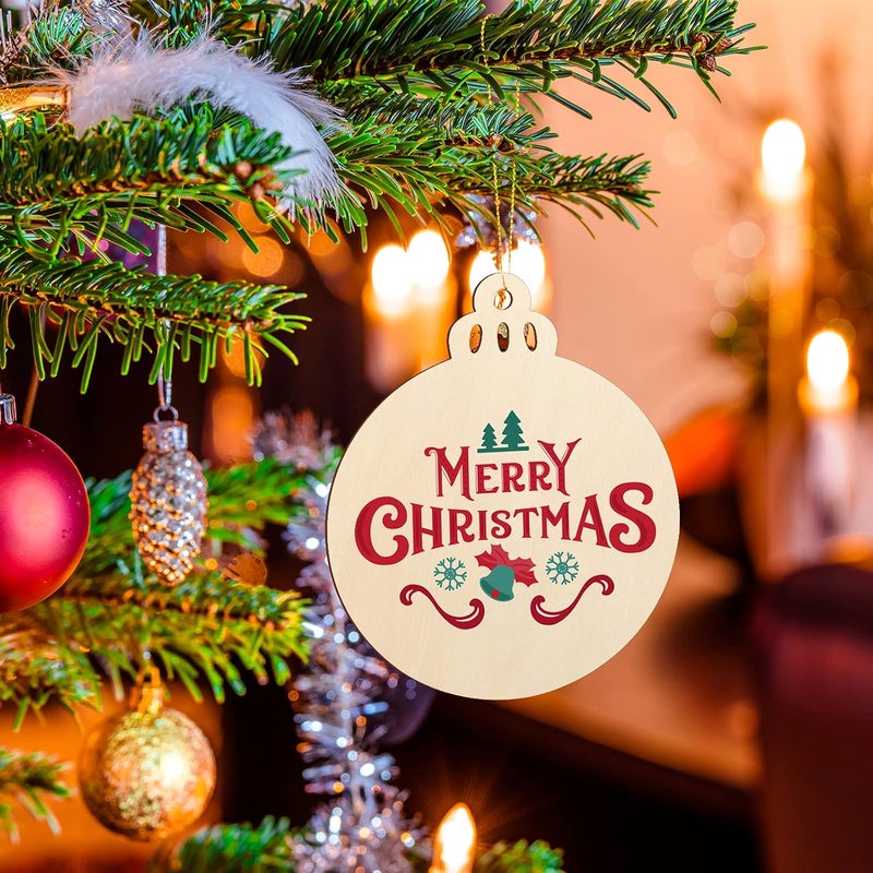 Sophena Large Size 7" Wooden Christmas Ornaments to Paint, DIY Blank Unfinished Round Wood Discs Ornament for Crafts Hanging Decorations(10PCS) - Image 4